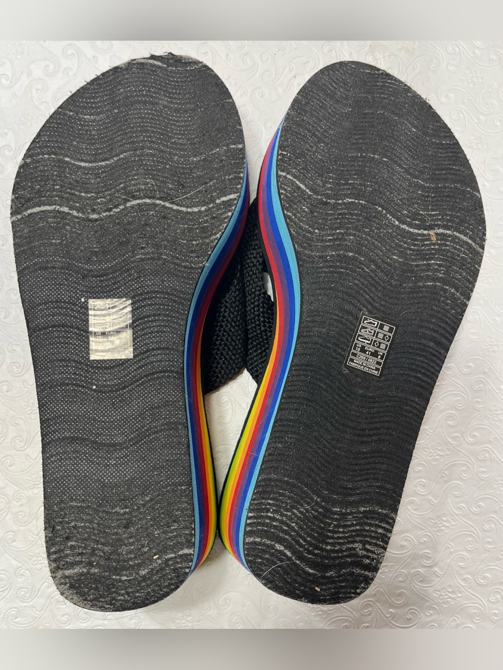 Rocket Dog Womens 10 Platform Thong Sandal Rainbow Black Slip On Shoes Gay Pride - Picture 9 of 16